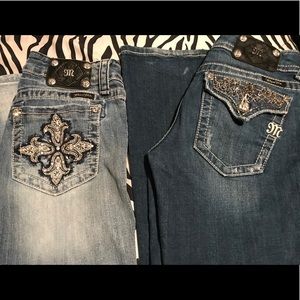 2 pairs size 28 boot cut miss me jeans
